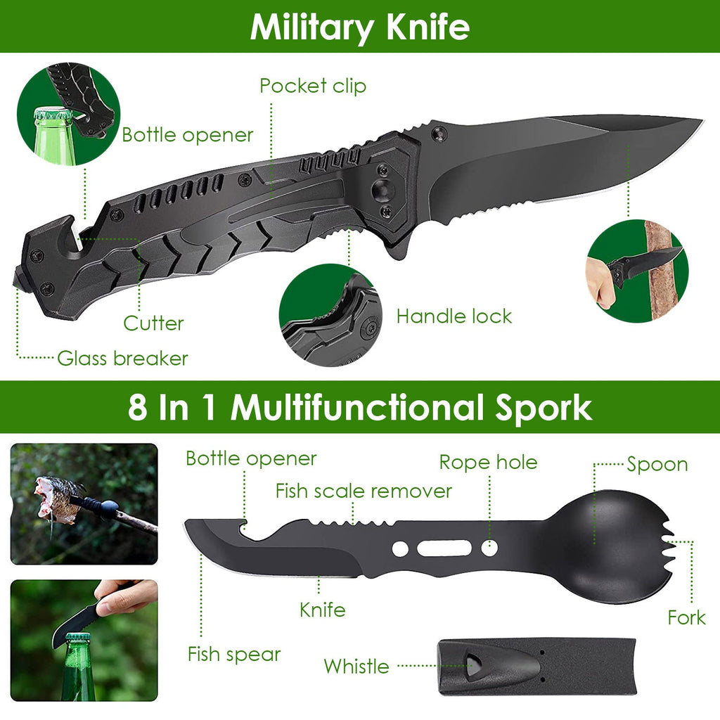 47Pcs Emergency Survival Kit/EDC Gear First Aid Supplies for Hiking Hunting Disaster Camp
