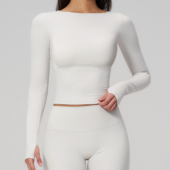 Brushed Yoga Workout Clothes For Women Long Sleeve Outdoor Sports Running