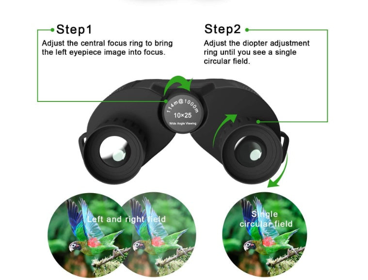 Outdoor binoculars 10x25 High-definition mini portable low-light night vision pockets glasses