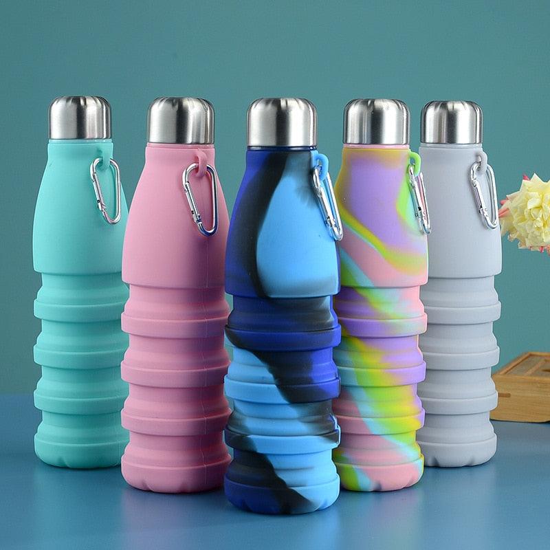 550ML Portable Silicone Bottle Retractable Folding Water Bottle Outdoor Sports Travel