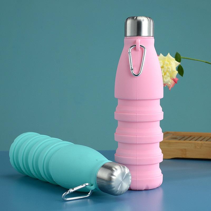 550ML Portable Silicone Bottle Retractable Folding Water Bottle Outdoor Sports Travel