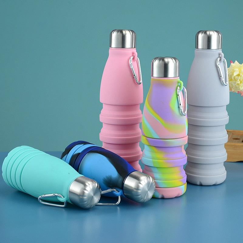 550ML Portable Silicone Bottle Retractable Folding Water Bottle Outdoor Sports Travel