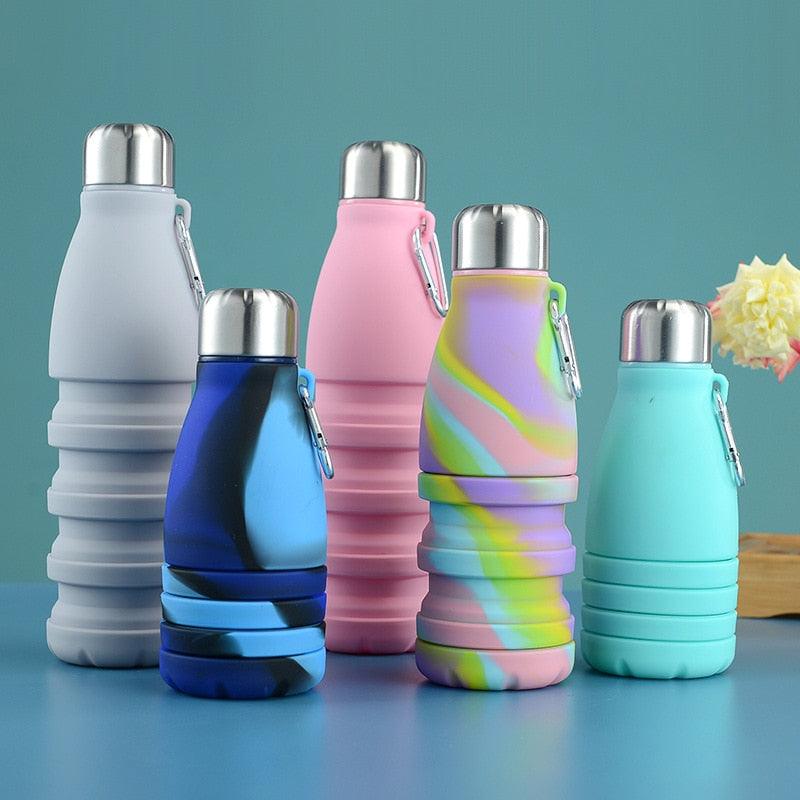 550ML Portable Silicone Bottle Retractable Folding Water Bottle Outdoor Sports Travel
