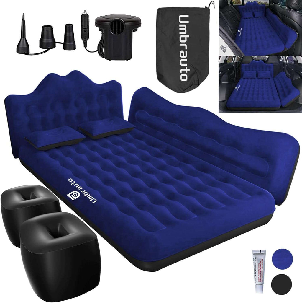 Car Air Mattress Inflatable/29.53in/75cm Wide/Back Seat Camping Bed w/ Pump/Pillows, Navy