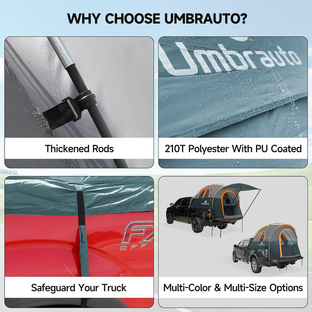 Truck Bed Tent with Awning,Fits 5.5-5.8 ft Truck Beds | PU3000mm Waterproof Pickup Tent
