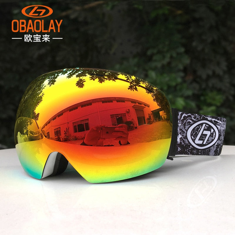 Ski Goggles Double Layers UV Anti-fog Big Ski Mask Snowboard Goggles Men Women
