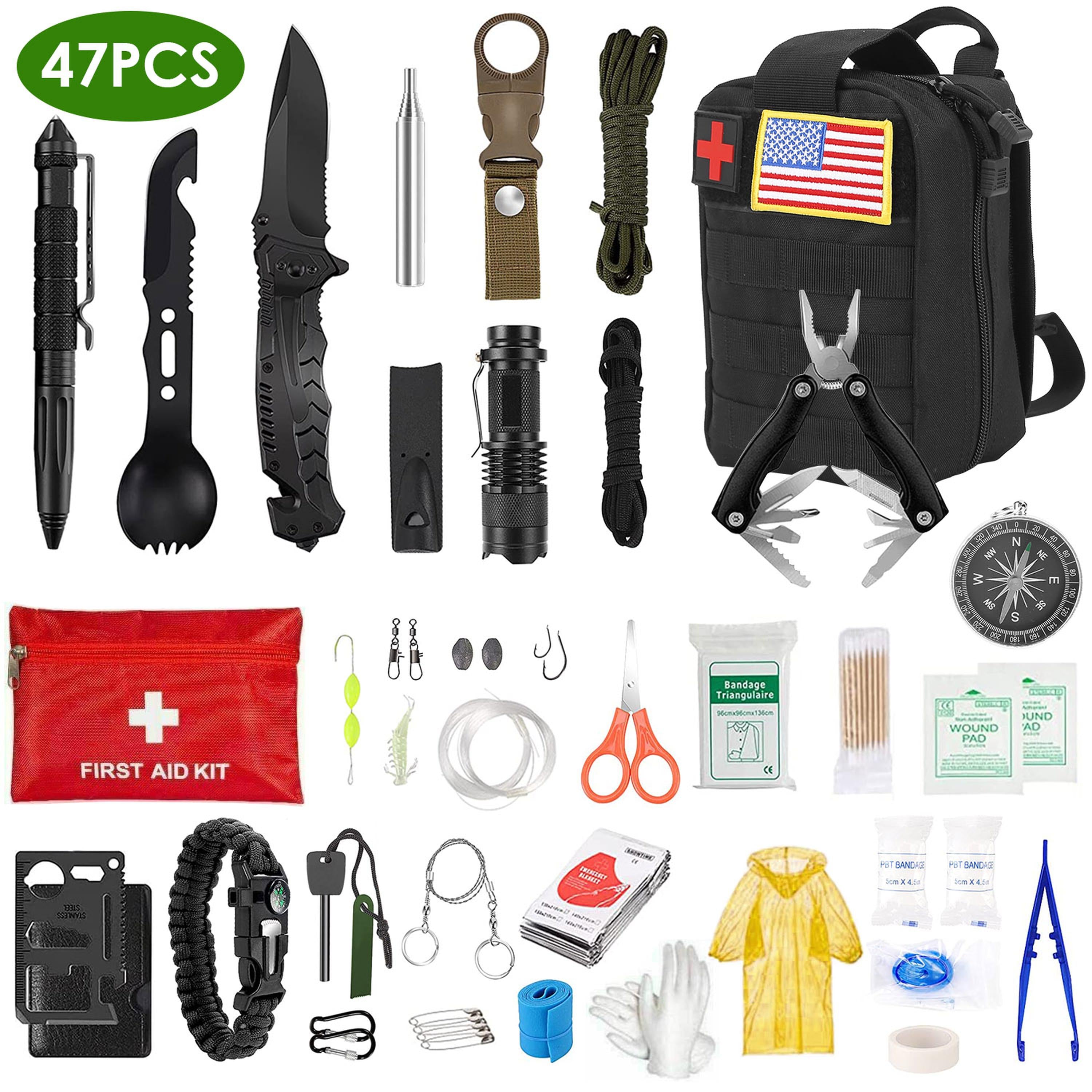 47Pcs Emergency Survival Kit / EDC Gear Equipment Tool  & First Aid Supplies Kit
