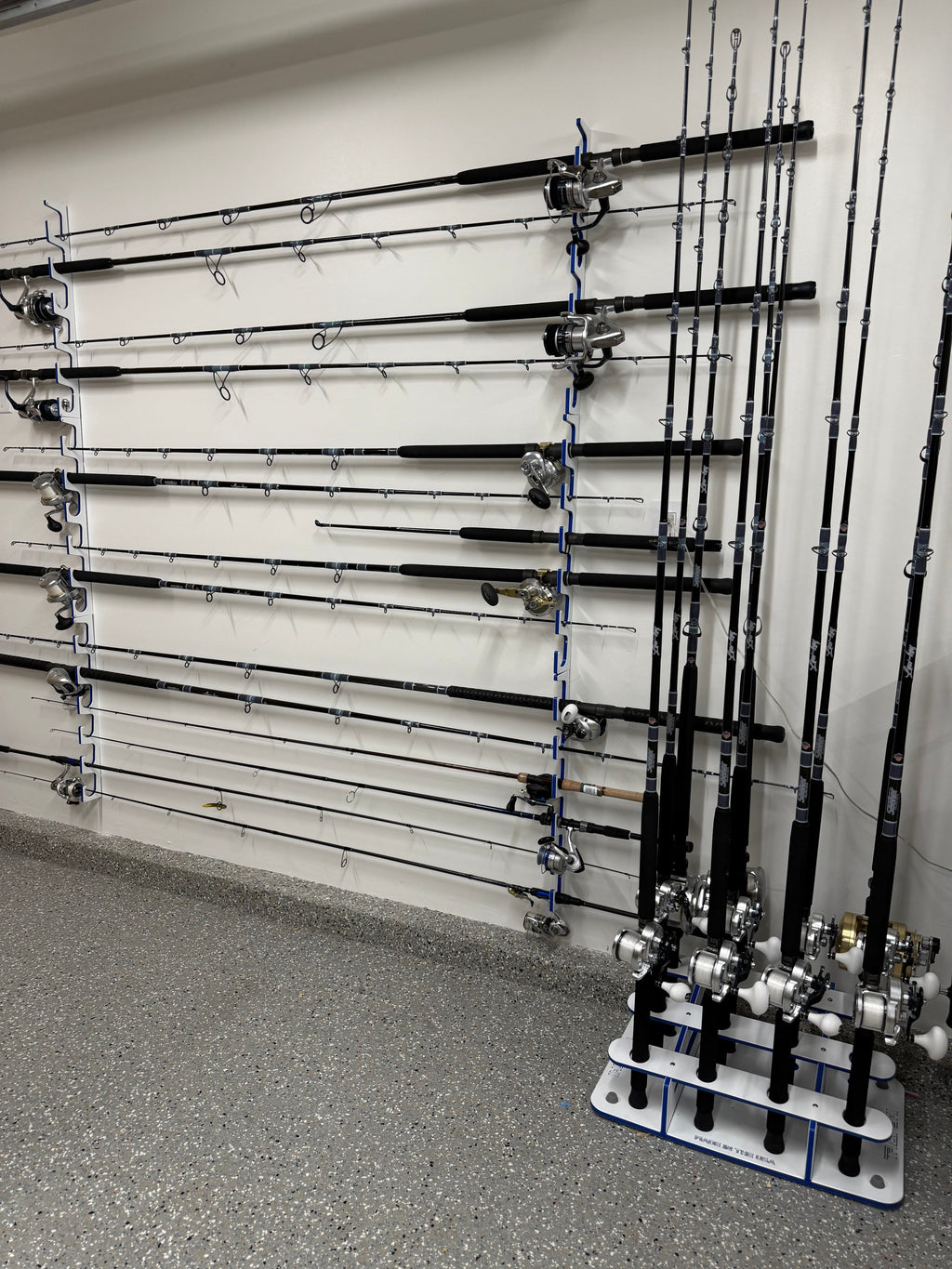 Made in the USA Fishing Rod Rack | 12 Pole Waterproof Wash-down |  Storage