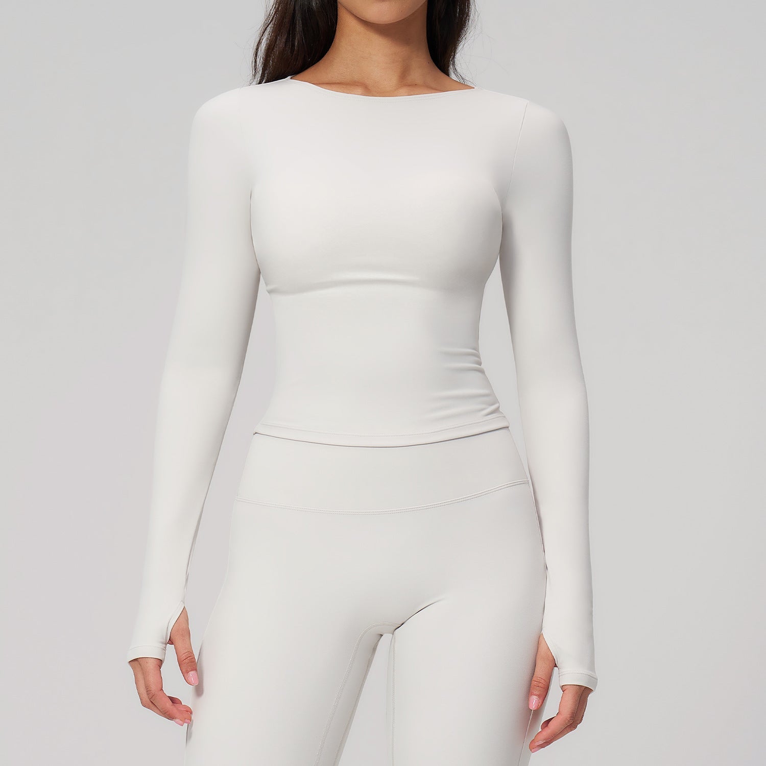 Brushed Yoga Workout Clothes For Women Long Sleeve Outdoor Sports Running
