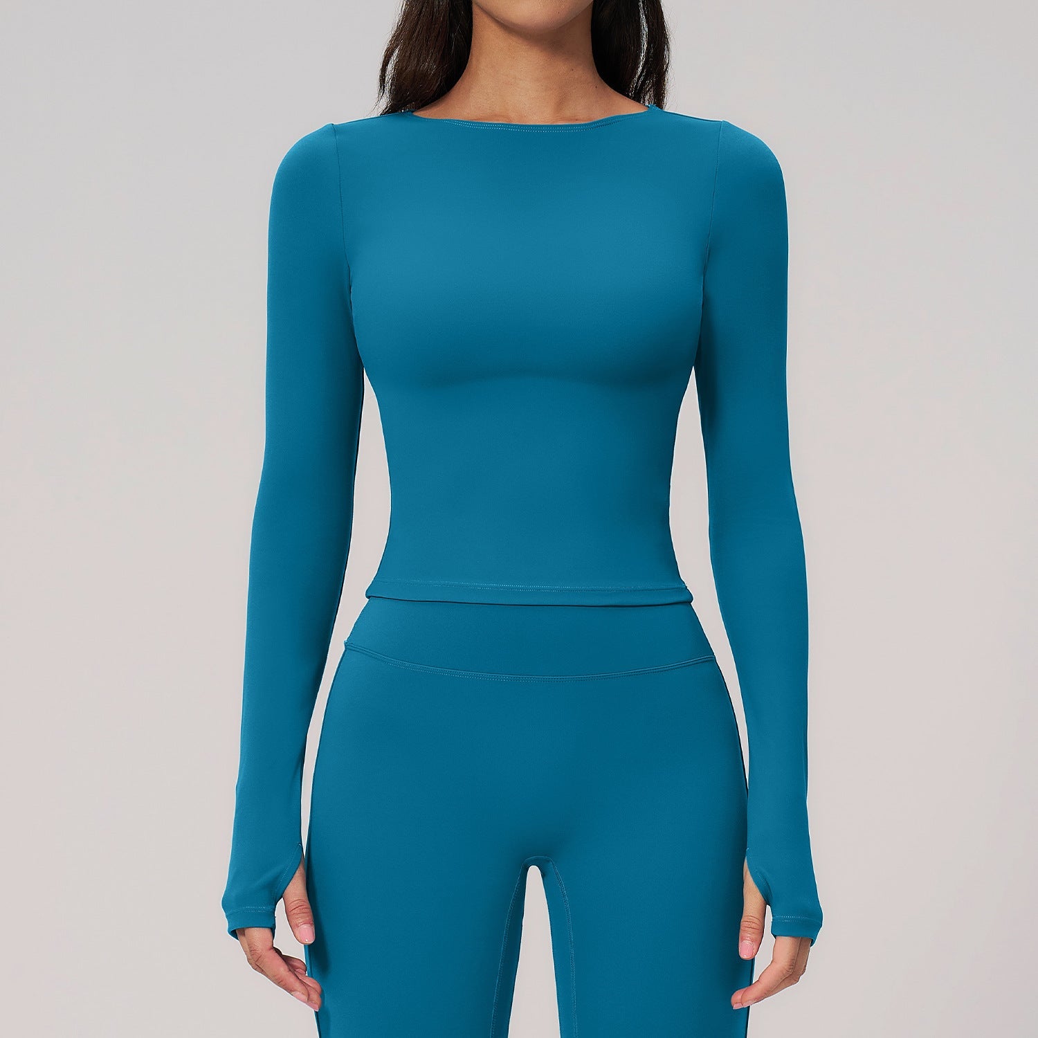 Brushed Yoga Workout Clothes For Women Long Sleeve Outdoor Sports Running