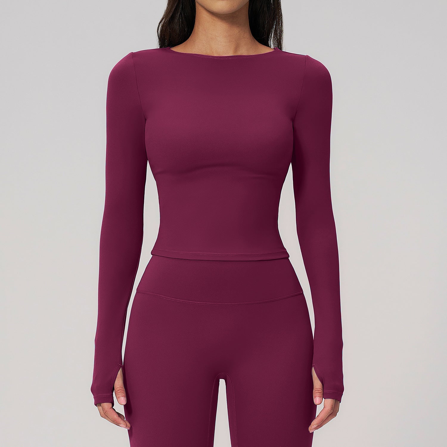 Brushed Yoga Workout Clothes For Women Long Sleeve Outdoor Sports Running