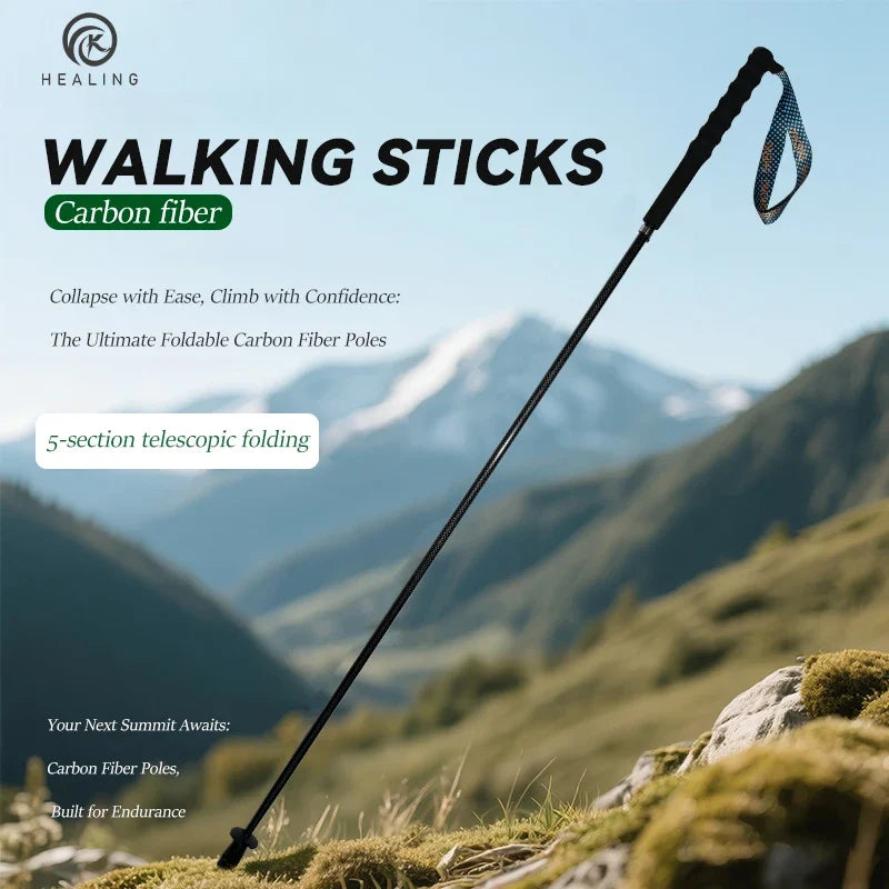 Carbon Fiber Hiking Poles Telescopic 2 Pack Lightweight