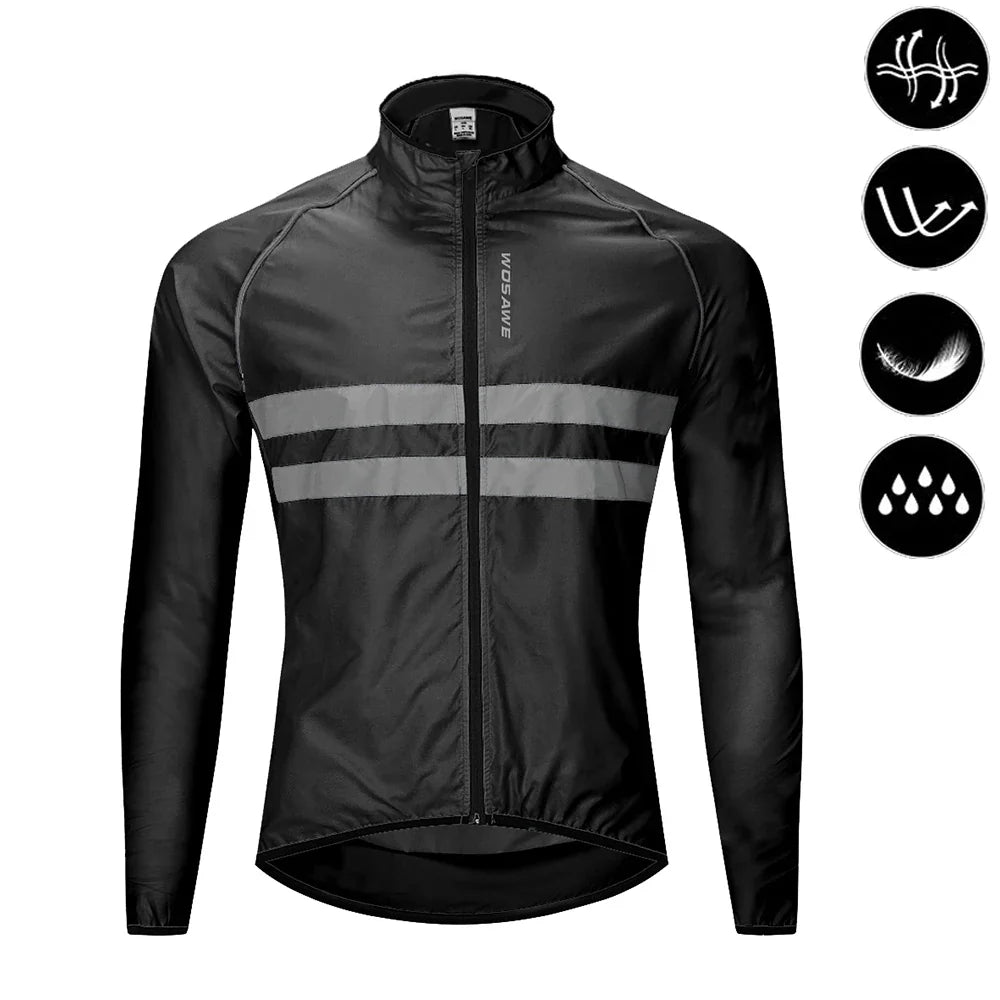 Men Cycling Windbreaker MTB Bicycle Long Sleeve Coat Water Resistant Clothing