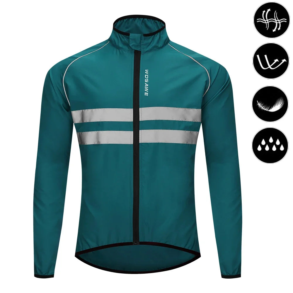 Men Cycling Windbreaker MTB Bicycle Long Sleeve Coat Water Resistant Clothing
