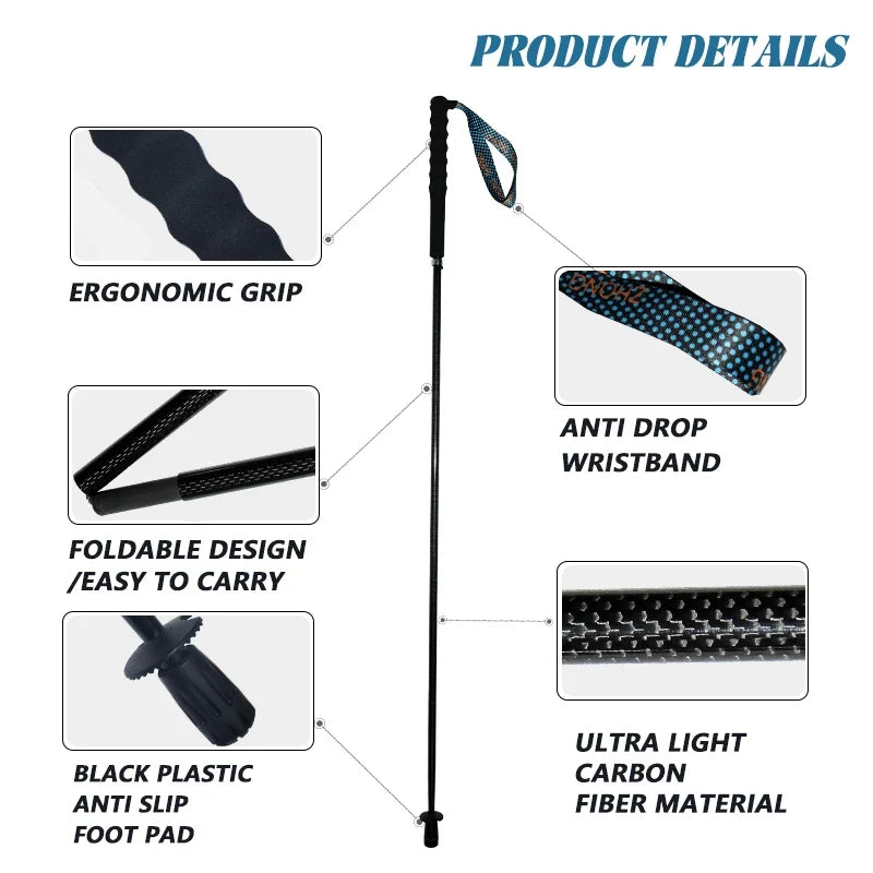 Carbon Fiber Hiking Poles Telescopic 2 Pack Lightweight
