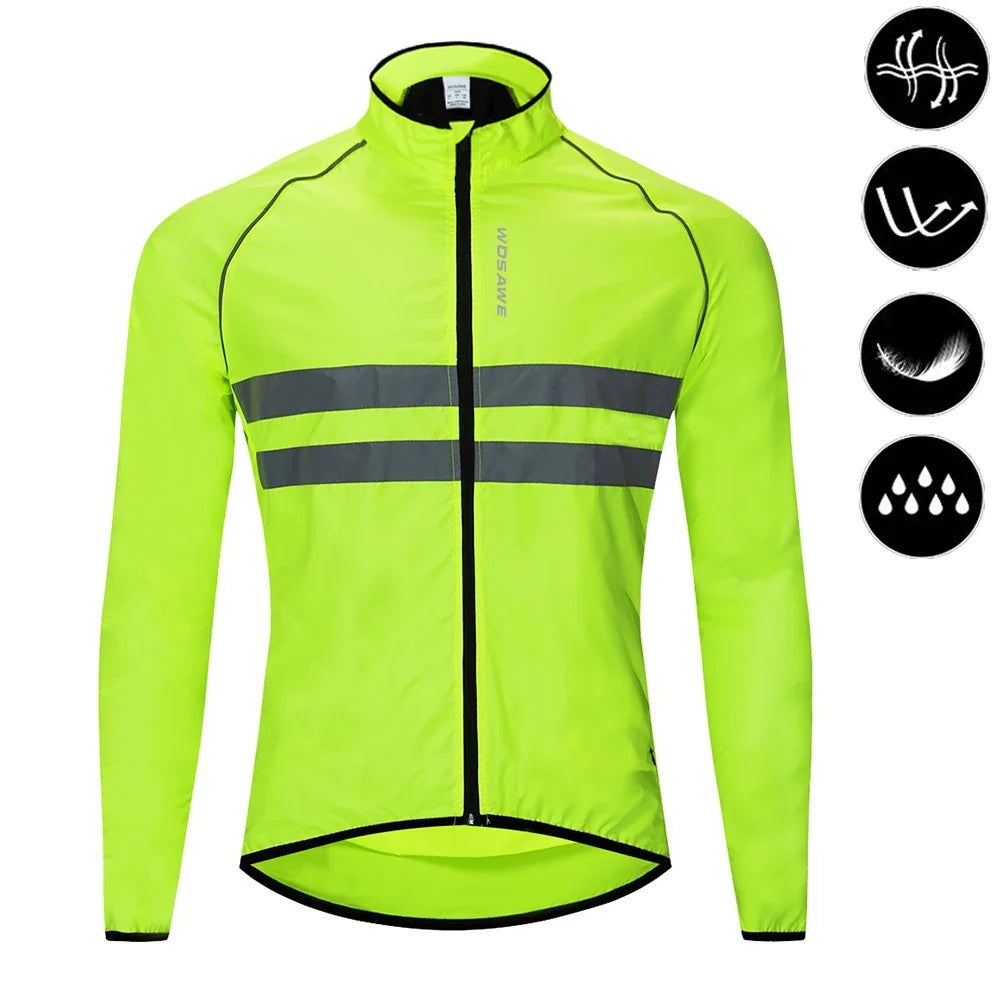 Men Cycling Windbreaker MTB Bicycle Long Sleeve Coat Water Resistant Clothing