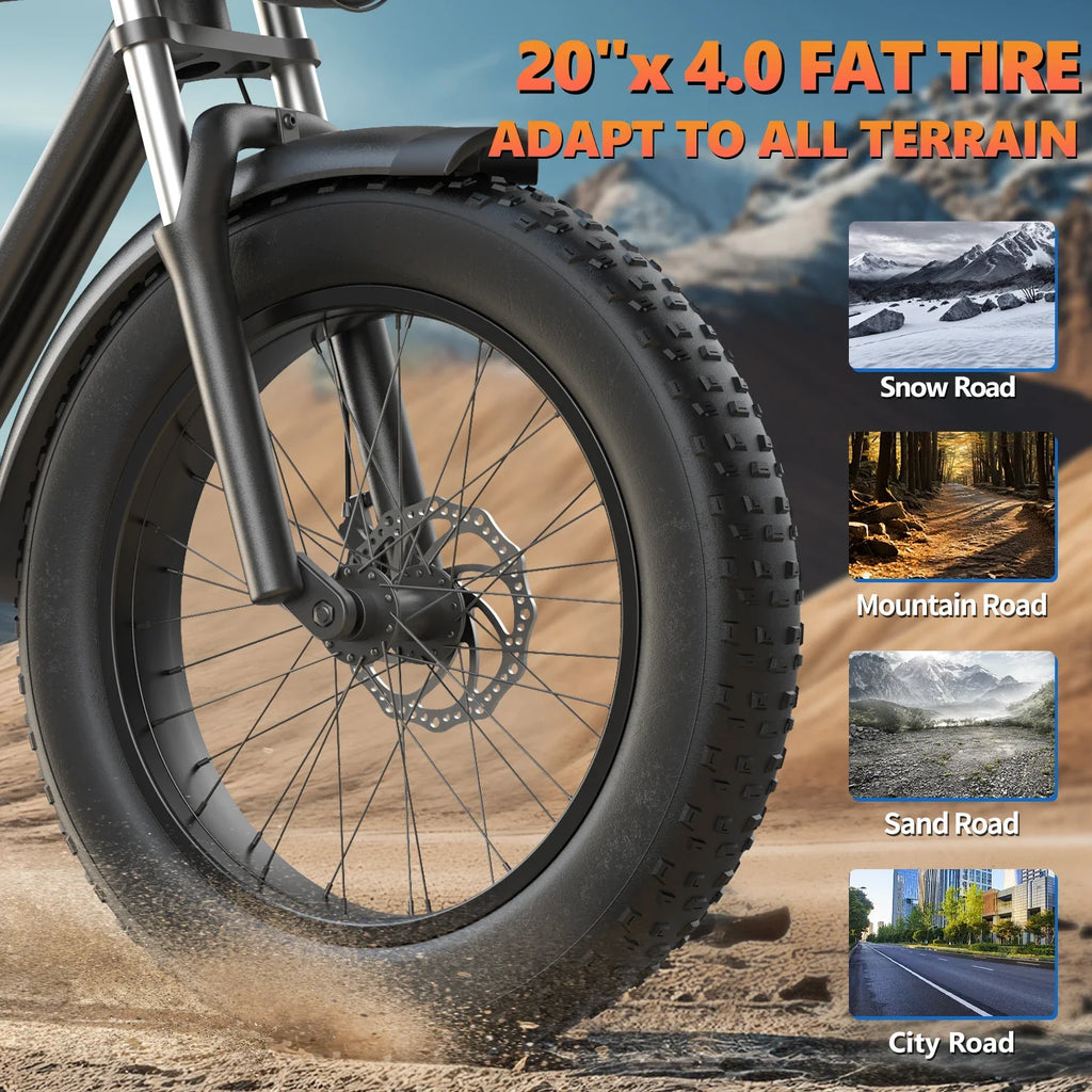 Adult Electric Bicycle 1500w 48V 23ah  20 Inch Fat Tire Outdoor Off Road E Bike