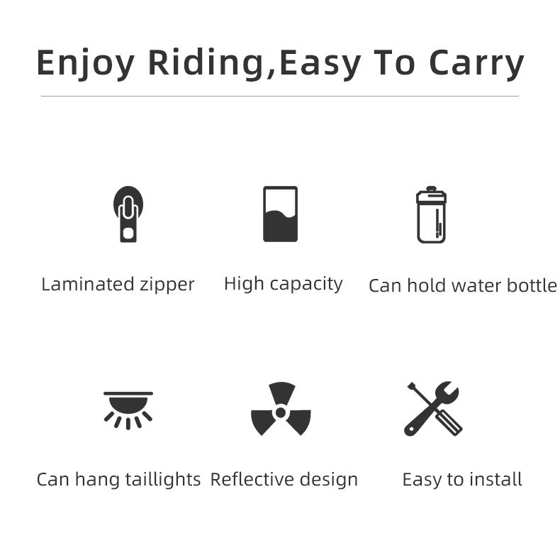 Bike Bag Water Proof Durable Reflective Road With 1.5L Water Bottle Pocket