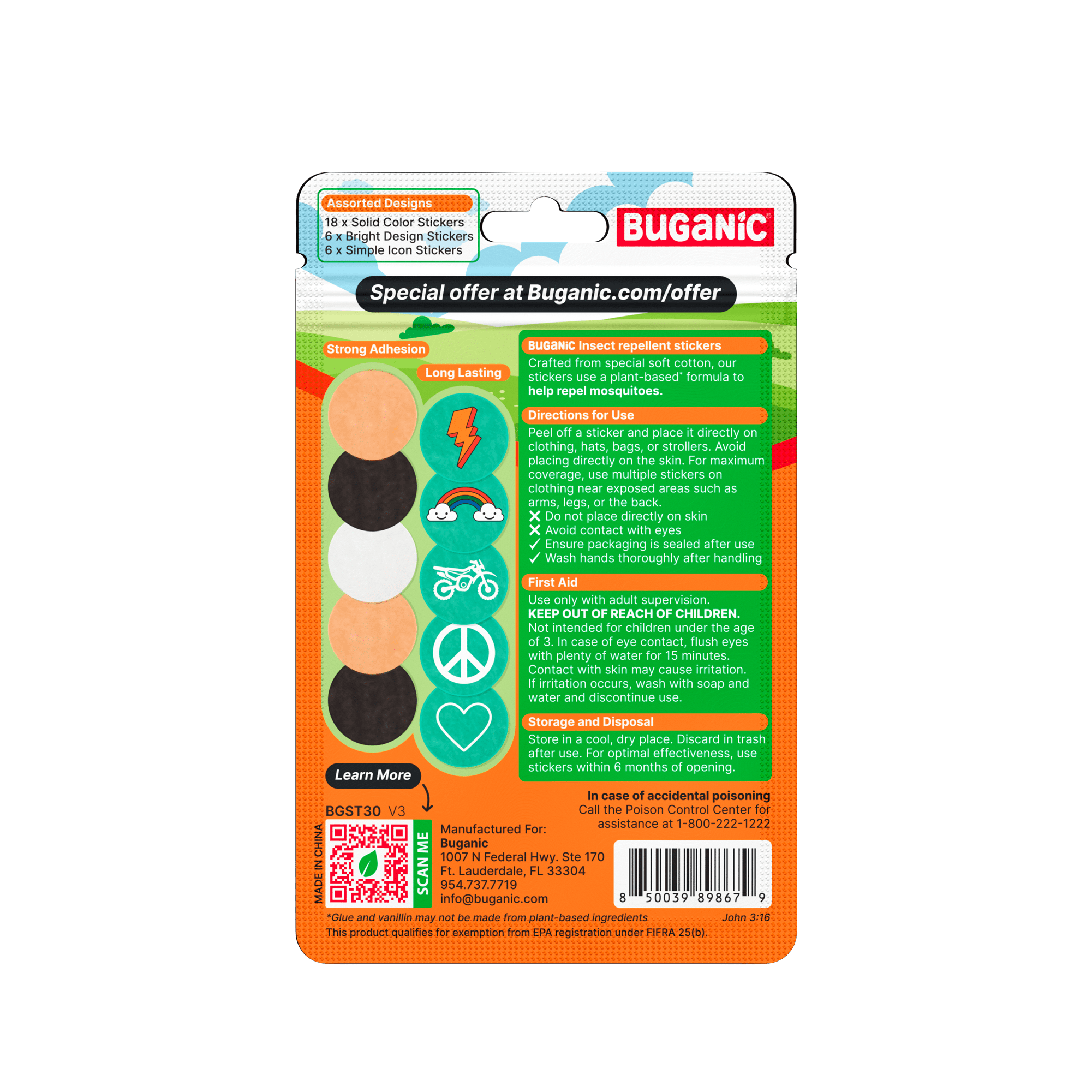 Buganic Mosquito Repellent Cotton Stickers