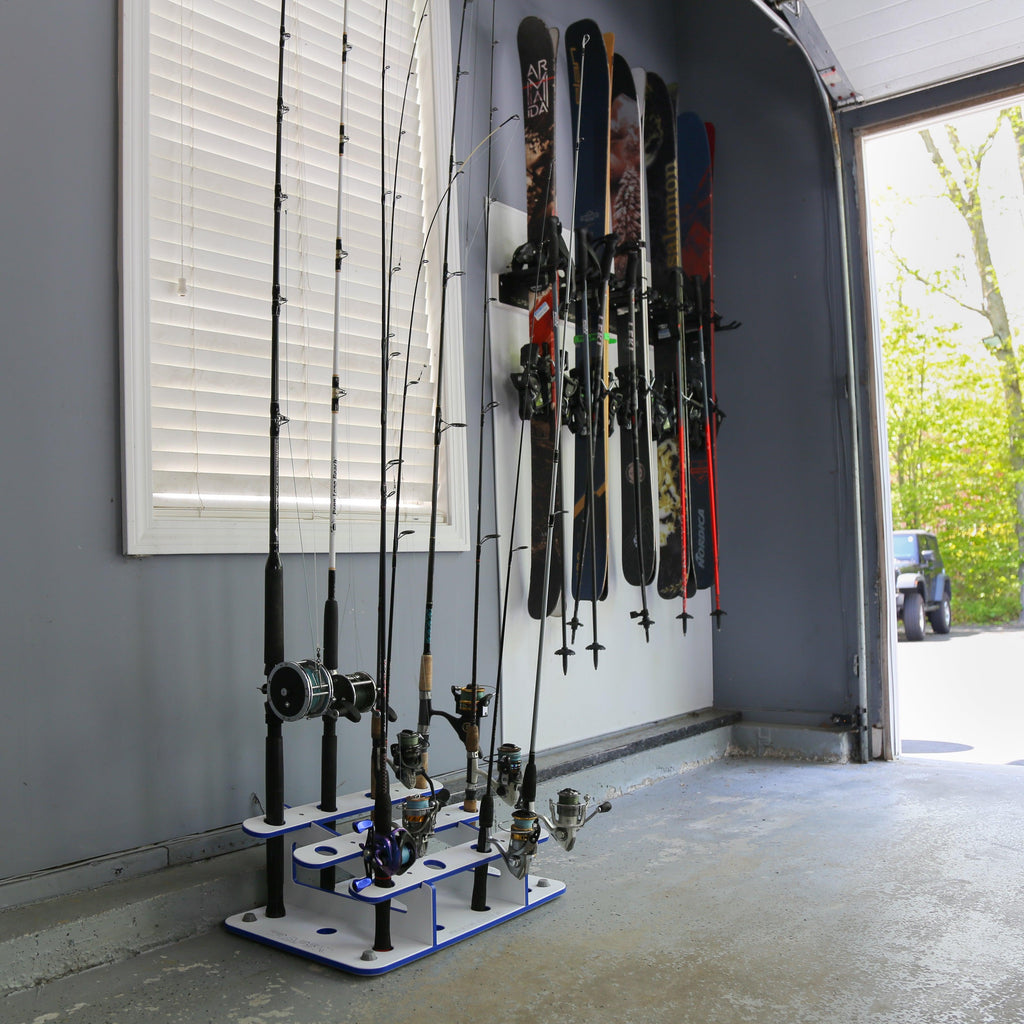 Made in the USA Fishing Rod Rack | 12 Pole Waterproof Wash-down |  Storage