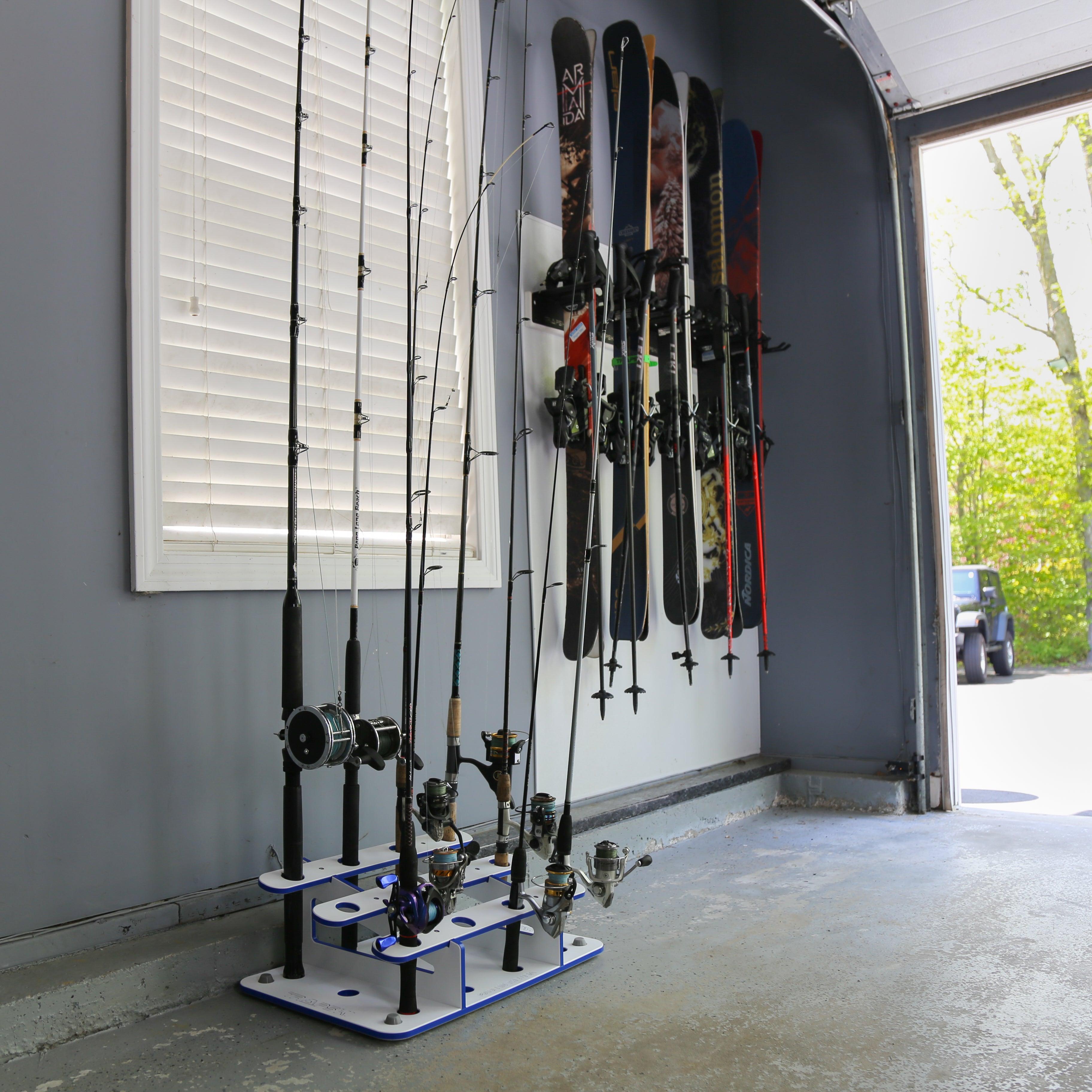 Made in the USA Fishing Rod Rack | 12 Pole Waterproof Wash-down |  Storage