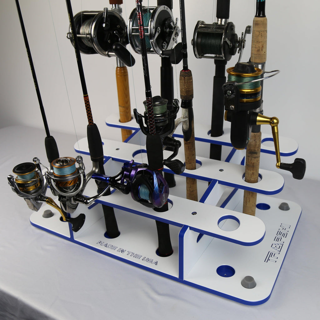 Made in the USA Fishing Rod Rack | 12 Pole Waterproof Wash-down |  Storage
