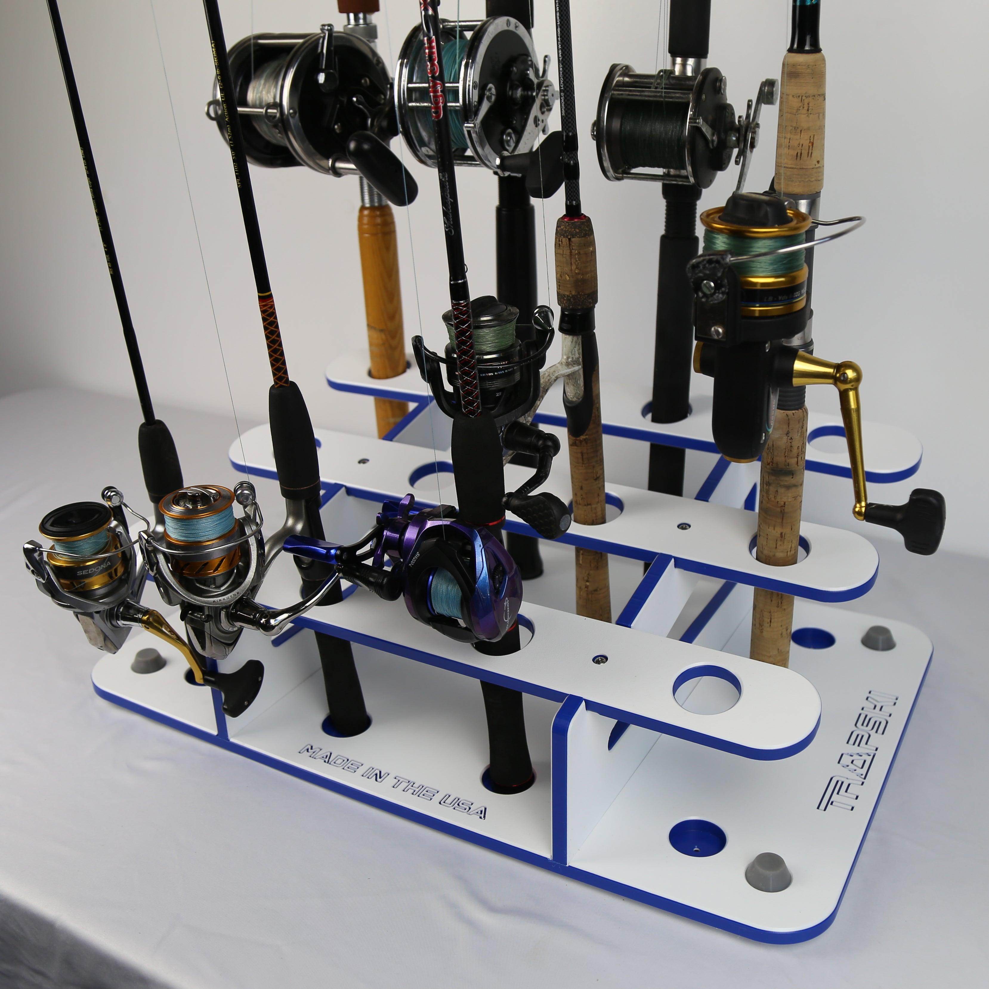 Made in the USA Fishing Rod Rack | 12 Pole Waterproof Wash-down |  Storage