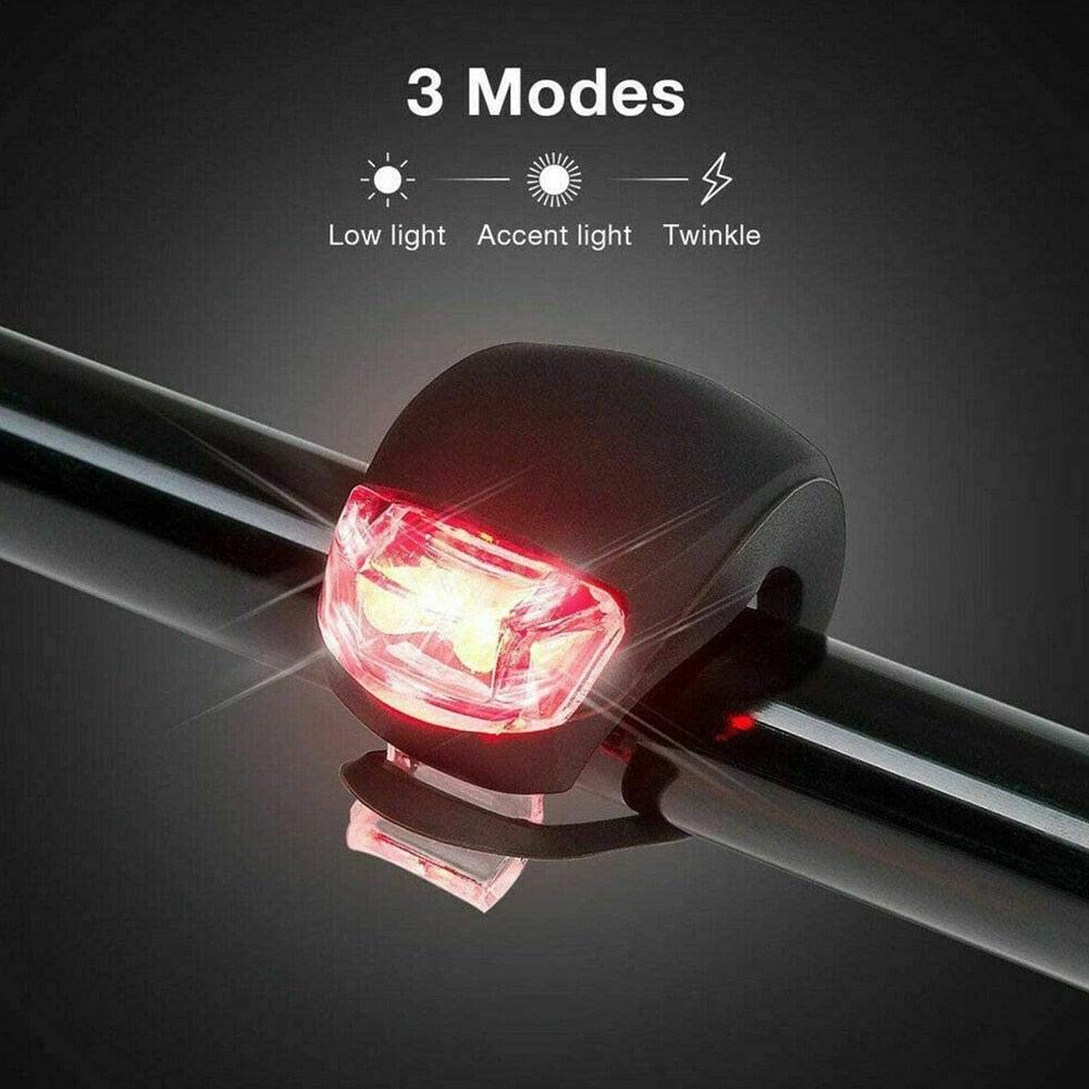 Mini Silicone Bike Front/Rear Light Set 3 Modes Waterproof  Warning Lamp