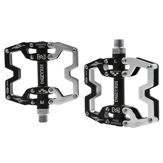 Mountain Bicycle Flat Pedals Cycling Ultralight Aluminum Alloy 3 Bearings With Cleats