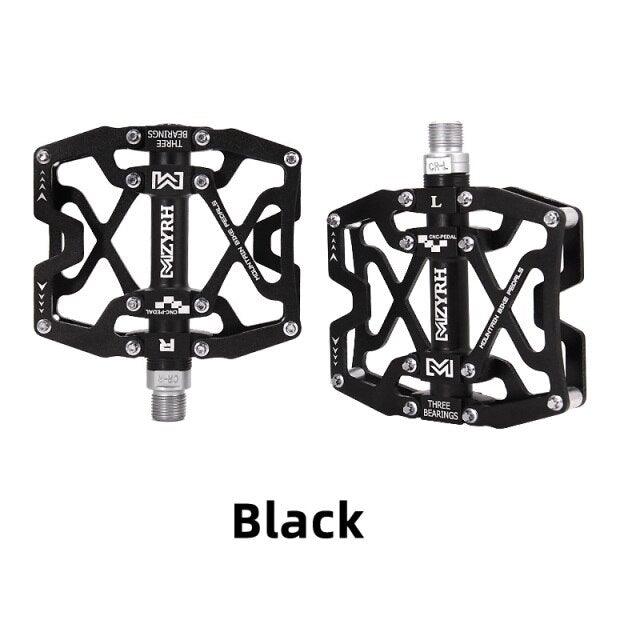 Mountain Bicycle Flat Pedals Cycling Ultralight Aluminum Alloy 3 Bearings With Cleats