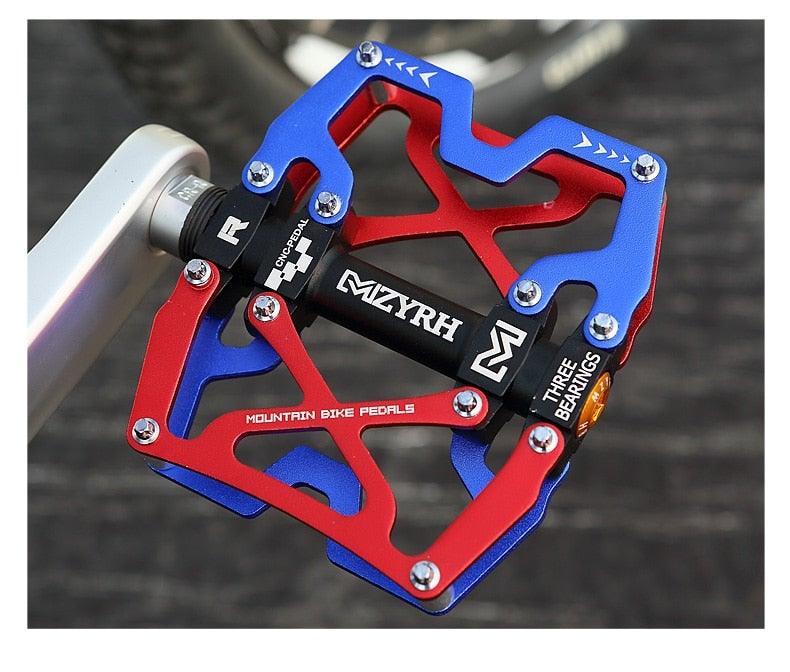 Mountain Bicycle Flat Pedals Cycling Ultralight Aluminum Alloy 3 Bearings With Cleats
