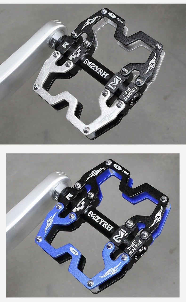 Mountain Bicycle Flat Pedals Cycling Ultralight Aluminum Alloy 3 Bearings With Cleats