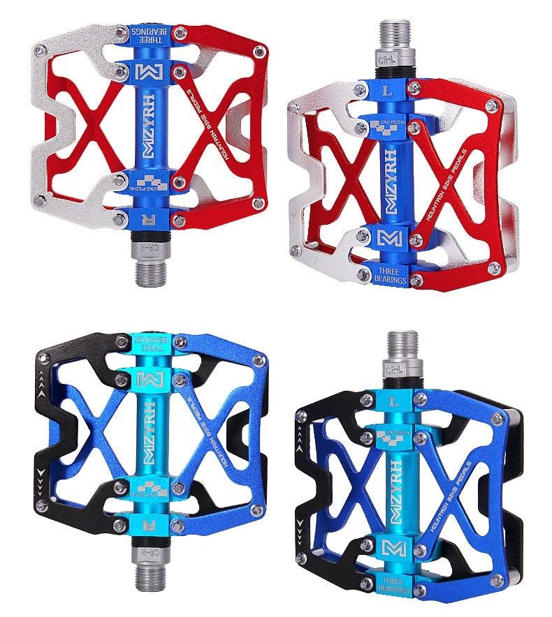 Mountain Bicycle Flat Pedals Cycling Ultralight Aluminum Alloy 3 Bearings With Cleats