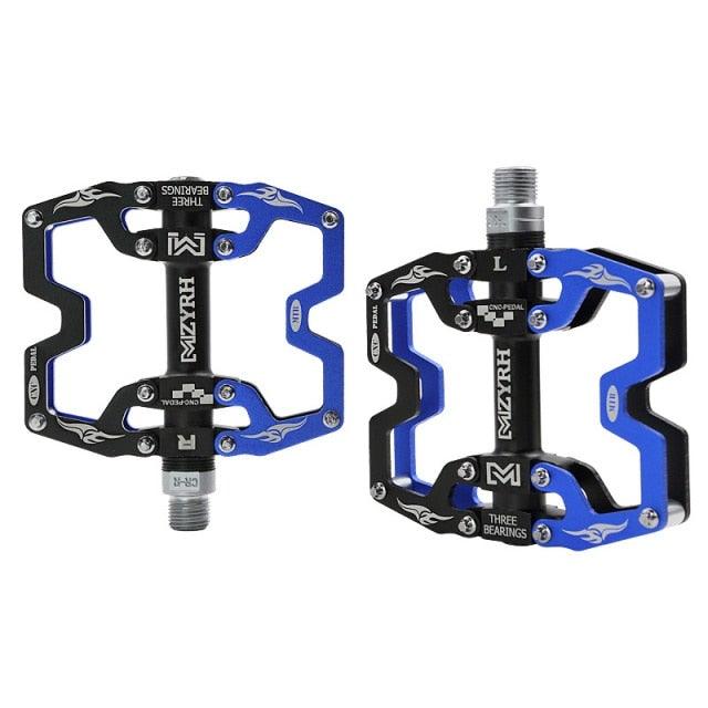 Mountain Bicycle Flat Pedals Cycling Ultralight Aluminum Alloy 3 Bearings With Cleats