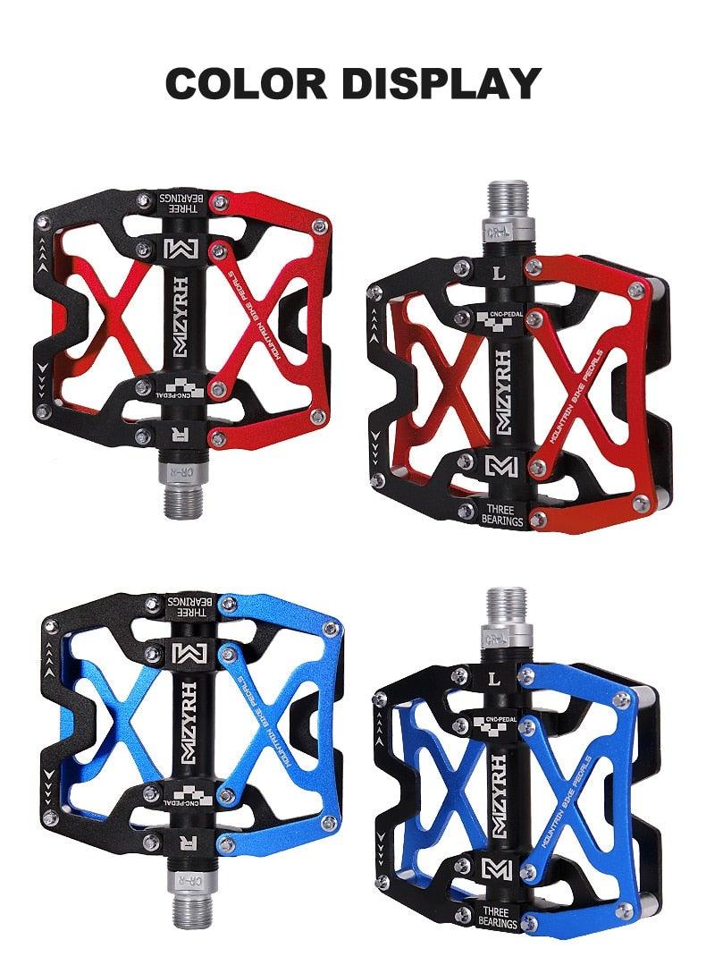 Mountain Bicycle Flat Pedals Cycling Ultralight Aluminum Alloy 3 Bearings With Cleats