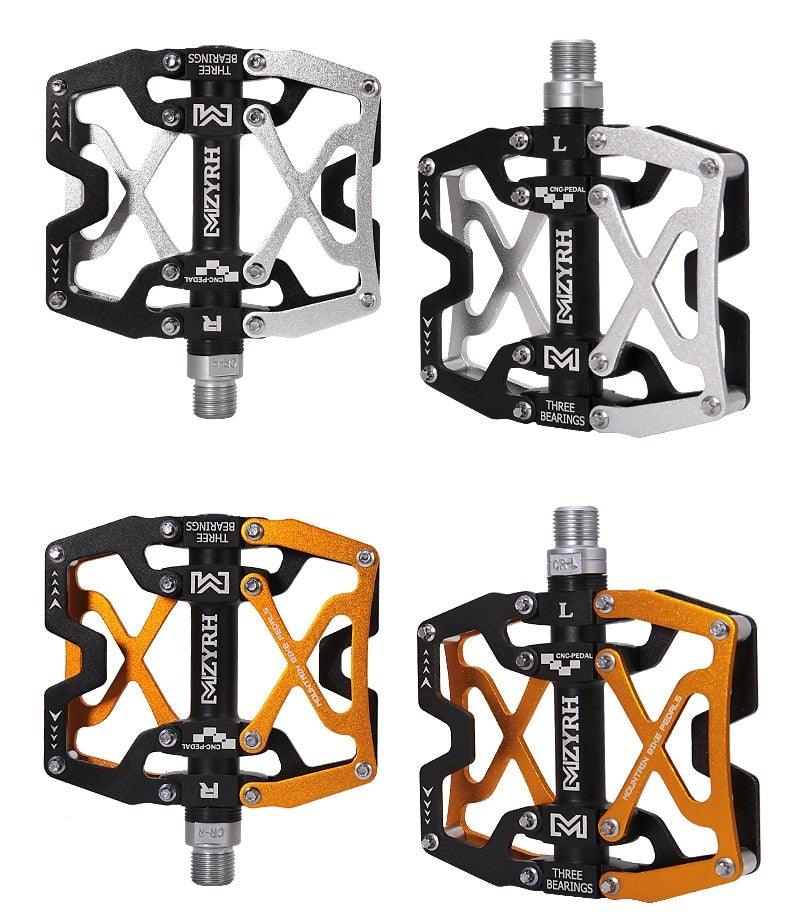 Mountain Bicycle Flat Pedals Cycling Ultralight Aluminum Alloy 3 Bearings With Cleats