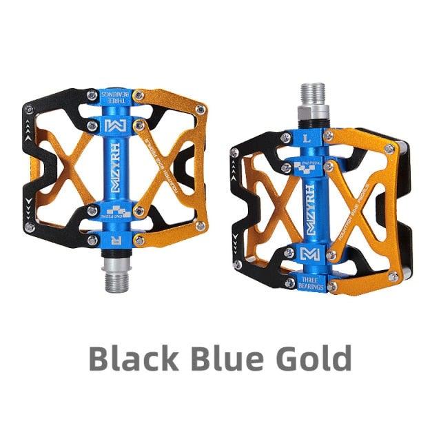 Mountain Bicycle Flat Pedals Cycling Ultralight Aluminum Alloy 3 Bearings With Cleats