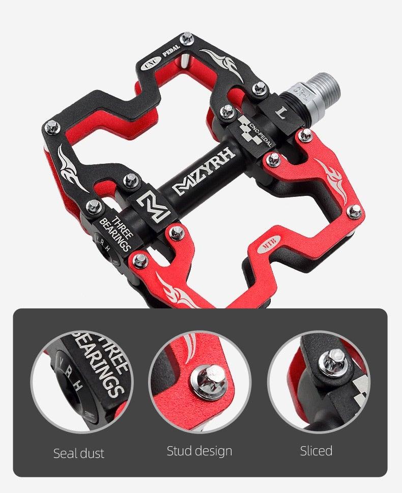 Mountain Bicycle Flat Pedals Cycling Ultralight Aluminum Alloy 3 Bearings With Cleats