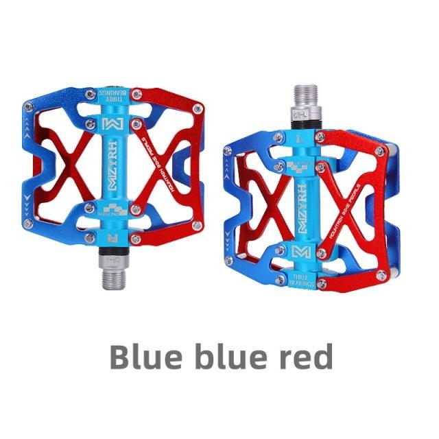 Mountain Bicycle Flat Pedals Cycling Ultralight Aluminum Alloy 3 Bearings With Cleats