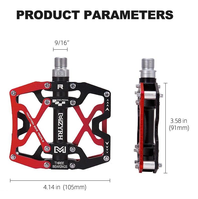 Mountain Bicycle Flat Pedals Cycling Ultralight Aluminum Alloy 3 Bearings With Cleats