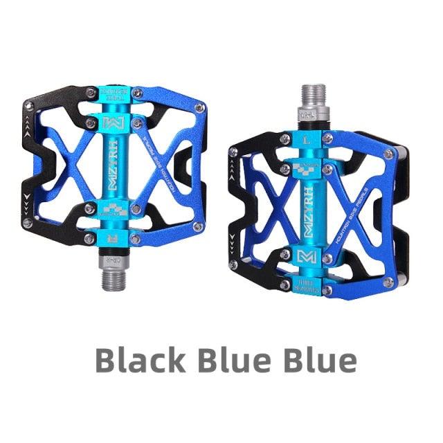 Mountain Bicycle Flat Pedals Cycling Ultralight Aluminum Alloy 3 Bearings With Cleats