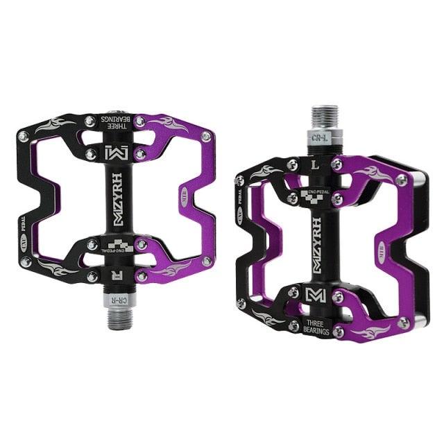 Mountain Bicycle Flat Pedals Cycling Ultralight Aluminum Alloy 3 Bearings With Cleats
