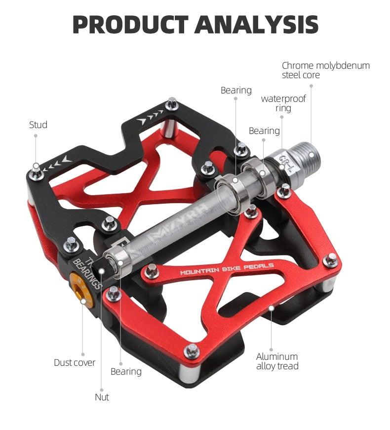 Mountain Bicycle Flat Pedals Cycling Ultralight Aluminum Alloy 3 Bearings With Cleats
