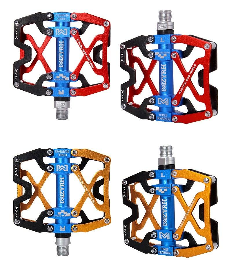 Mountain Bicycle Flat Pedals Cycling Ultralight Aluminum Alloy 3 Bearings With Cleats