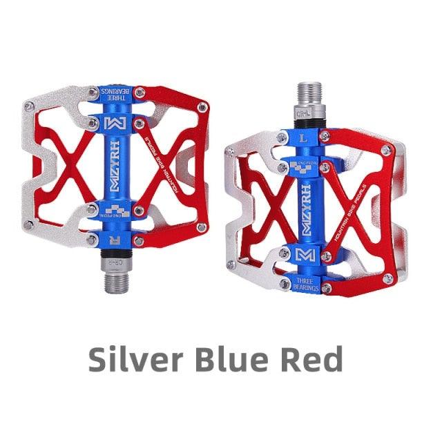 Mountain Bicycle Flat Pedals Cycling Ultralight Aluminum Alloy 3 Bearings With Cleats