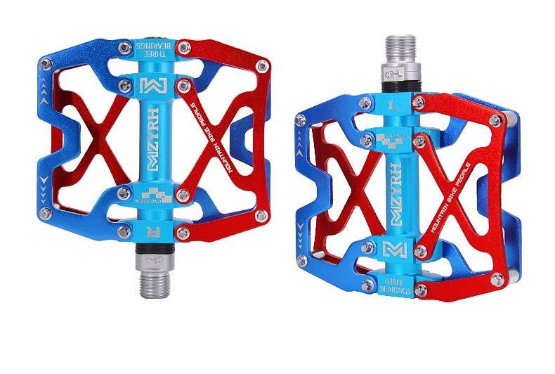 Mountain Bicycle Flat Pedals Cycling Ultralight Aluminum Alloy 3 Bearings With Cleats