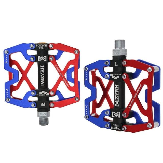 Mountain Bicycle Flat Pedals Cycling Ultralight Aluminum Alloy 3 Bearings With Cleats