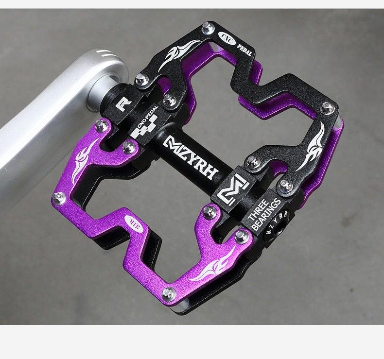 Mountain Bicycle Flat Pedals Cycling Ultralight Aluminum Alloy 3 Bearings With Cleats