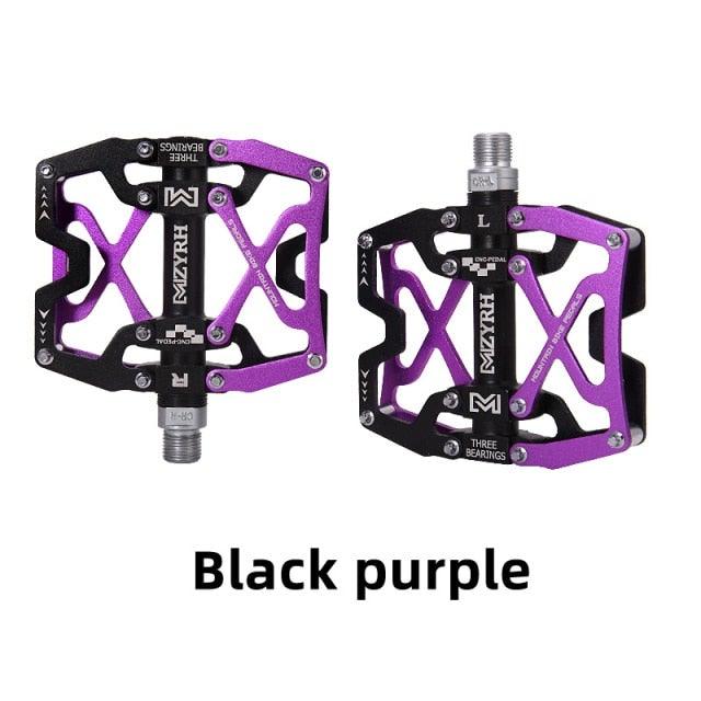 Mountain Bicycle Flat Pedals Cycling Ultralight Aluminum Alloy 3 Bearings With Cleats
