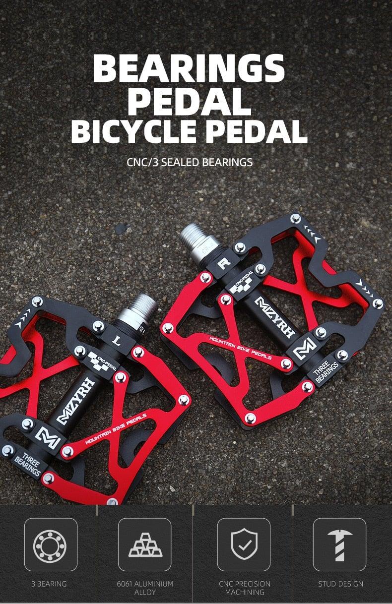 Mountain Bicycle Flat Pedals Cycling Ultralight Aluminum Alloy 3 Bearings With Cleats